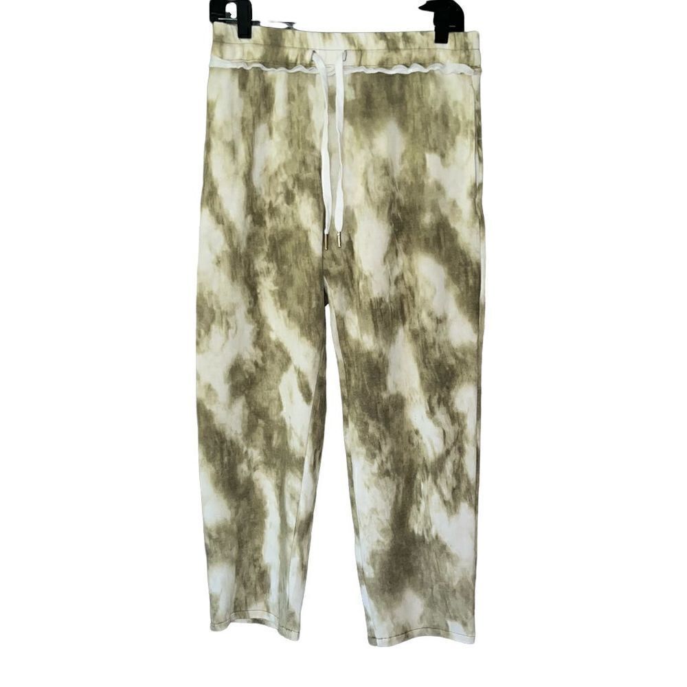 Gilli olive green &‎ white tie-dyed drawstring soft casual pants medium. NWT